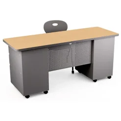 Mobile Double Pedestal Teacher & Administrator Desk (24'' W x 67'' D)