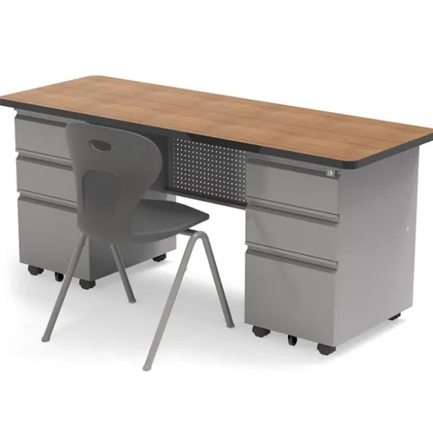 Mobile Double Pedestal Teacher & Administrator Desk (24'' W x 67'' D)