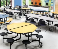 Mobile Elliptical Cafeteria Tables