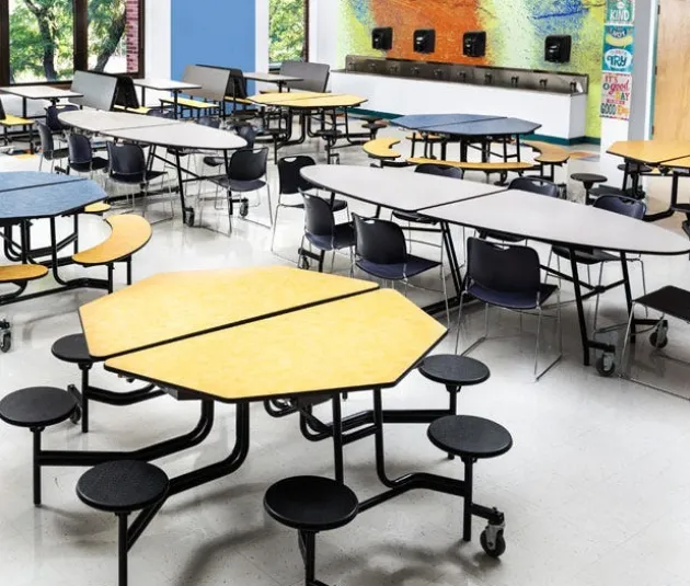 Mobile Elliptical Cafeteria Tables