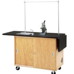 Mobile Lab Table W/ Drop Leaf Extensions
