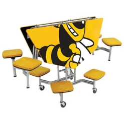 Mobile Octagonal Cafeteria Tables with Stools