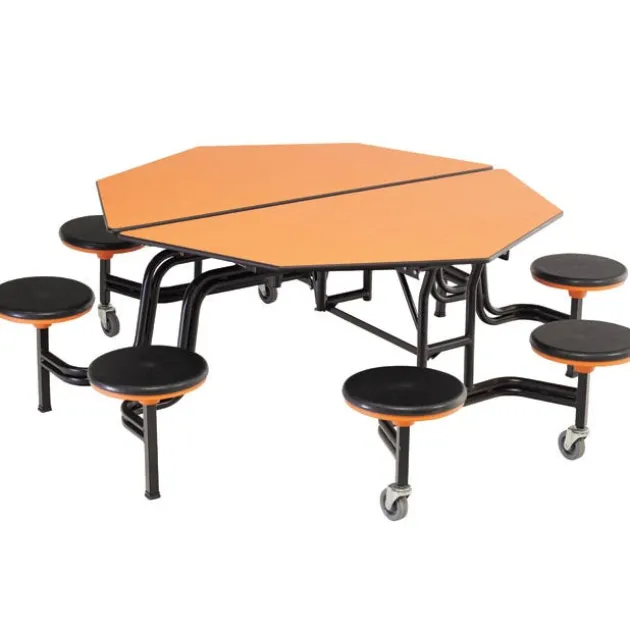 Mobile Octagonal Cafeteria Tables with Stools
