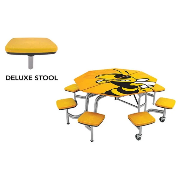 Mobile Octagonal Cafeteria Tables with Stools