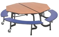 Mobile Octagonal Cafeteria Table with Benches