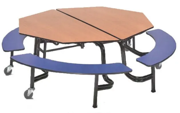 Mobile Octagonal Cafeteria Table with Benches