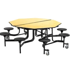 Mobile Octagon Cafeteria Tables with Stools