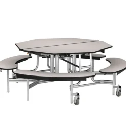 Mobile Octagon Cafeteria Tables with Benches