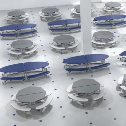 Mobile Octagon Cafeteria Tables with Benches