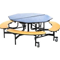 Mobile Octagon Cafeteria Tables with Benches