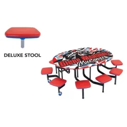 Mobile Oval Cafeteria Tables with Stools