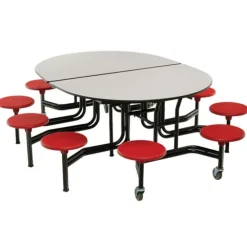 Mobile Oval Cafeteria Tables with Stools