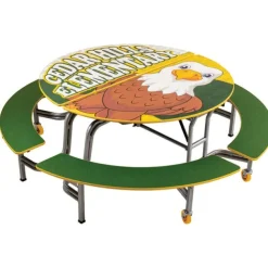 Mobile Round Cafeteria Tables with Benches