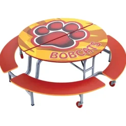 Mobile Round Cafeteria Tables with Benches