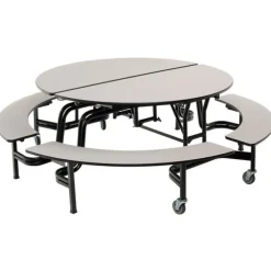 Mobile Round Cafeteria Tables with Benches