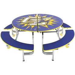 Mobile Round Cafeteria Tables with Benches