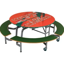 Mobile Round Cafeteria Tables with Benches
