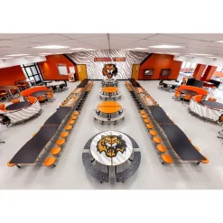 Mobile Round Cafeteria Tables with Benches