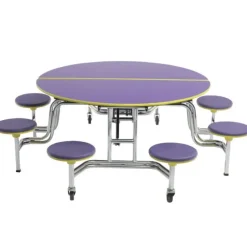 Mobile Round Cafeteria Tables with Stools