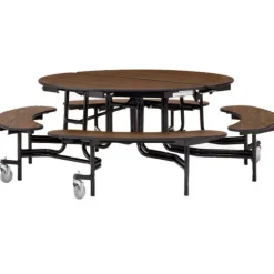 Mobile Round Cafeteria Tables with Benches