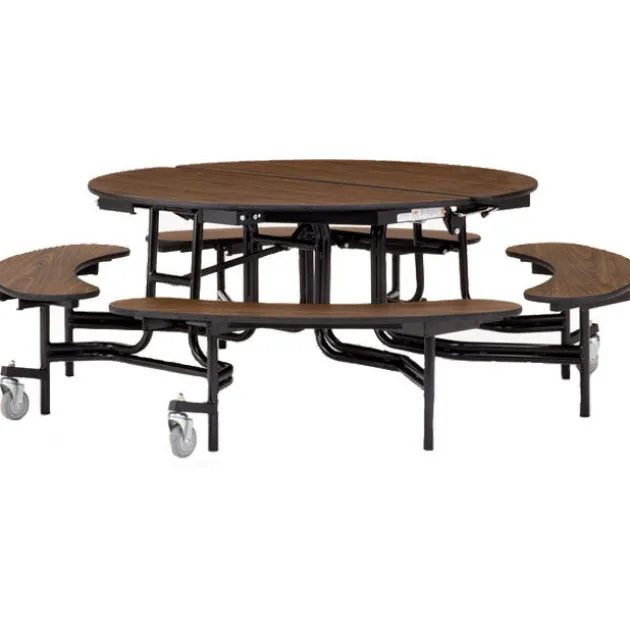 Mobile Round Cafeteria Tables with Benches