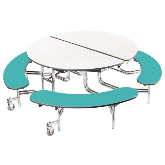 Mobile Round Cafeteria Tables with Benches