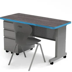 Mobile Single Pedestal Teacher & Administrator Desk (24'' W x 54'' D)