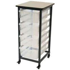 Mobile Single Row Clear Bin Storage Unit