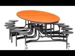 Mobile Stool Cafeteria Tables - Powder Coat Frame