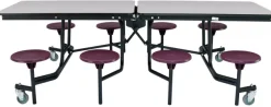 Mobile Stool Cafeteria Tables - Powder Coat Frame