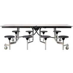 Mobile Stool Cafeteria Tables - Chrome Frame