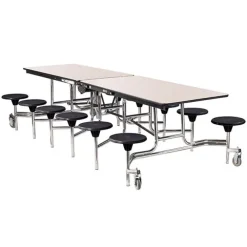 Mobile Stool Cafeteria Tables - Chrome Frame
