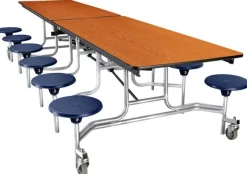 Mobile Stool Cafeteria Tables - Chrome Frame