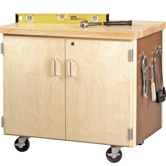 Mobile Storage Cabinet w/ Maple Top & Two Doors