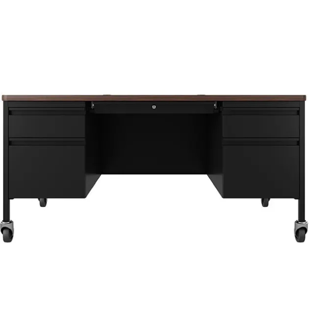 Mobile Teacher Desk w/ Double Pedestal - 60” W x 30” D