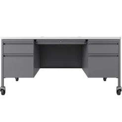 Mobile Teacher Desk w/ Double Pedestal - 60” W x 30” D