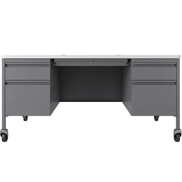 Mobile Teacher Desk w/ Double Pedestal - 60” W x 30” D