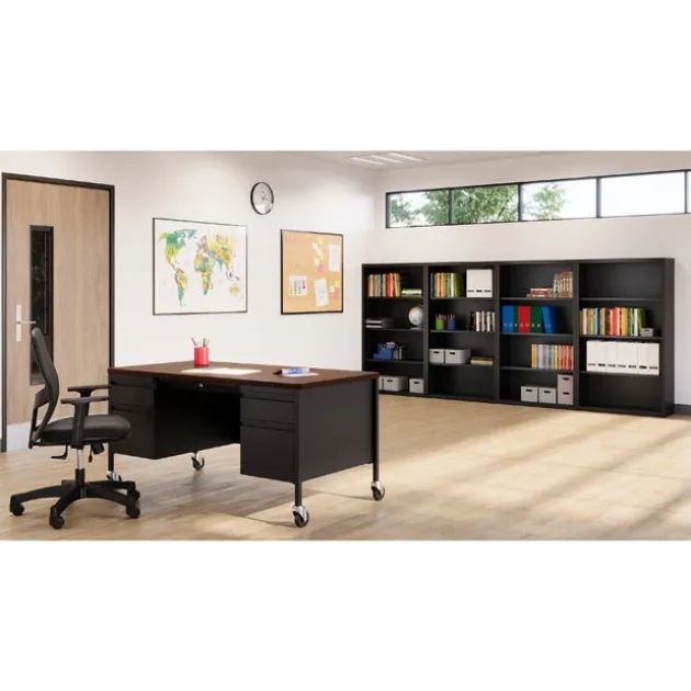 Mobile Teacher Desk w/ Double Pedestal - 60” W x 30” D