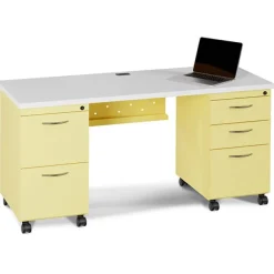 Mobile Teacher's Desk with Double Pedestals