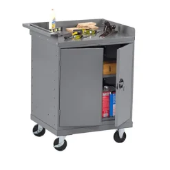 Mobile Workbench with 2-Door Storage Cabinet