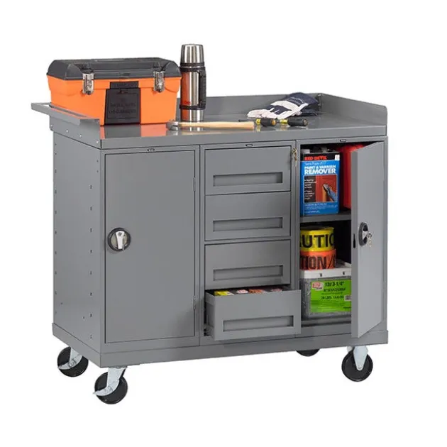 Mobile Workbench with Dual Storage Cabinets (4 Drawers)