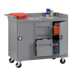 Mobile Workbench with Dual Storage Cabinets (3 Drawers)