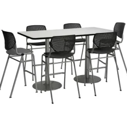 Mode Bar Height Cafe Table w/ Silver Round Base (36'' x 72'' Rectangle)