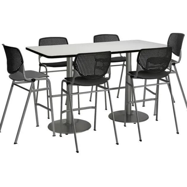 Mode Bar Height Cafe Table w/ Silver Round Base (36'' x 72'' Rectangle)