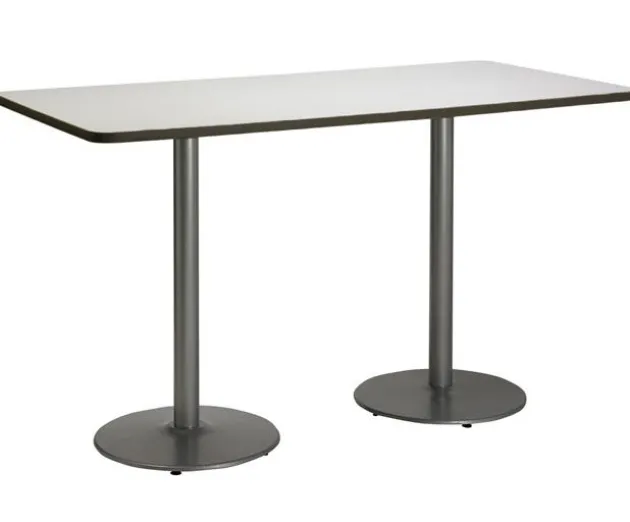 Mode Bar Height Cafe Table w/ Silver Round Base (36'' x 72'' Rectangle)