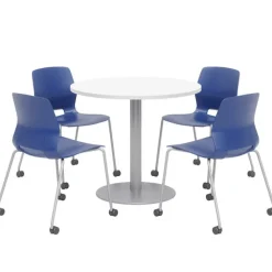 Mode Cafe Table with Four Lola Stack Chairs w/ Casters
