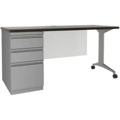 Modern Teacher T-Leg Desk w/ Single Pedestal - 60” W x 24” D
