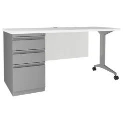 Modern Teacher T-Leg Desk w/ Single Pedestal - 60” W x 24” D