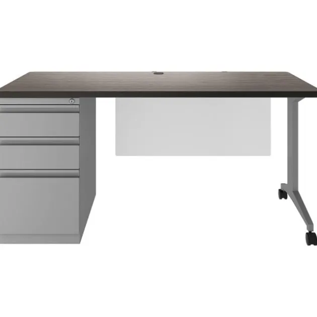 Modern Teacher T-Leg Desk w/ Single Pedestal - 60” W x 24” D