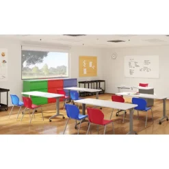 Modern Teacher T-Leg Table Desk w/ Casters - 60” W x 24” D